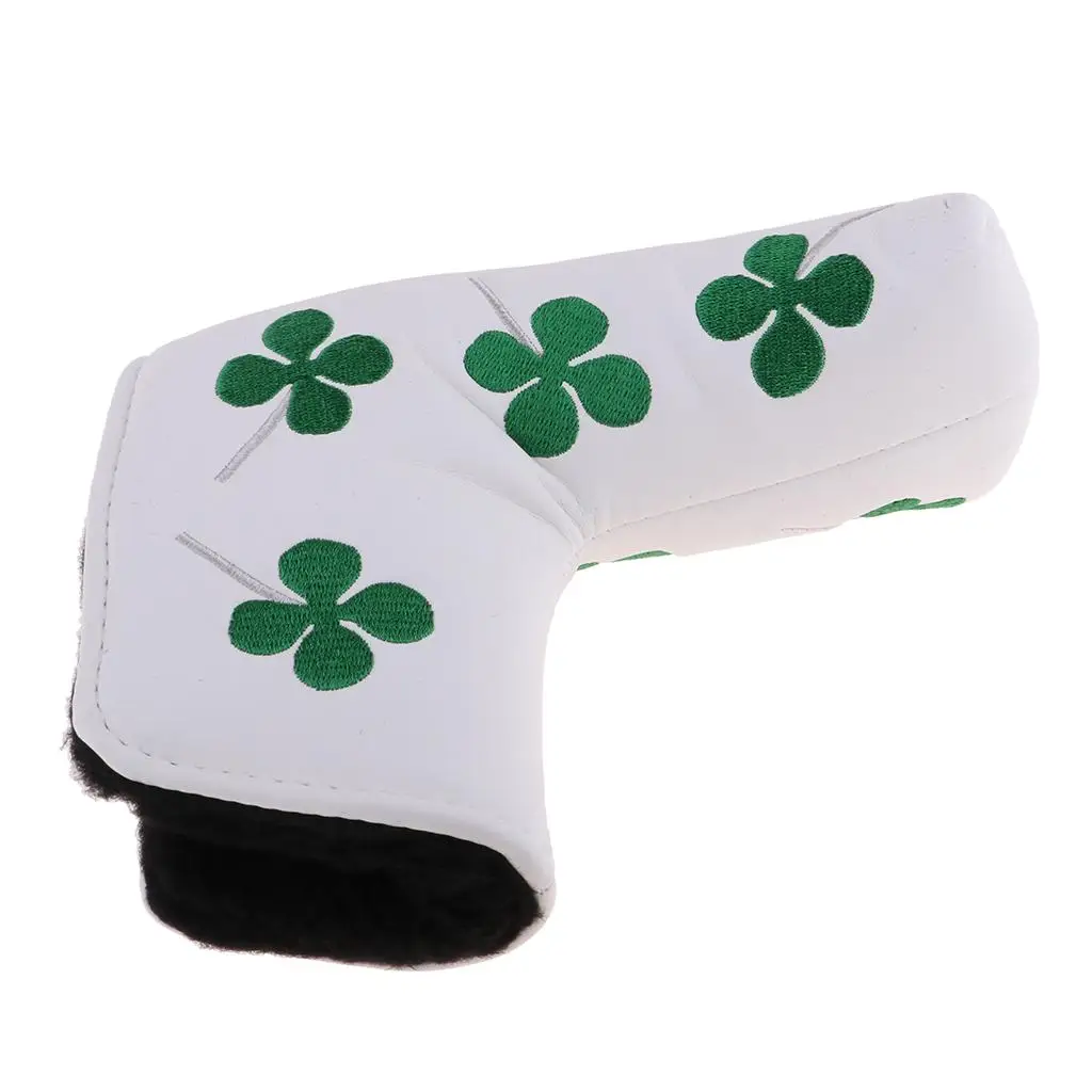 Embroidered PU Golf Putter Headcover Plush Protection Iron Club Cover Golf Accessories for Hybrid Driver Woods Bag