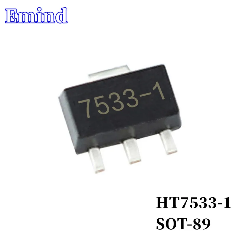 

100/200/500/1000/2000Pcs HT7533-1 7533-1 LDO SMD Low Dropout Regulator SOT-89 Low Power 3-terminal Regulator