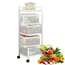 Removable Rotating Kitchen Shelving Multi-functional Storage Rack Vegetable and Fruit Basket Rotating Storage Rack Cart