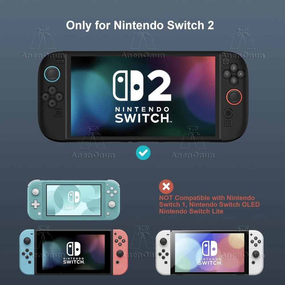 Switch 2 TPU + PC Split Case Antiderrapante Grip Capa Completa Pele À Prova de Choque Anti-arranhões Proteção Total Durável Soft Shell - Preto