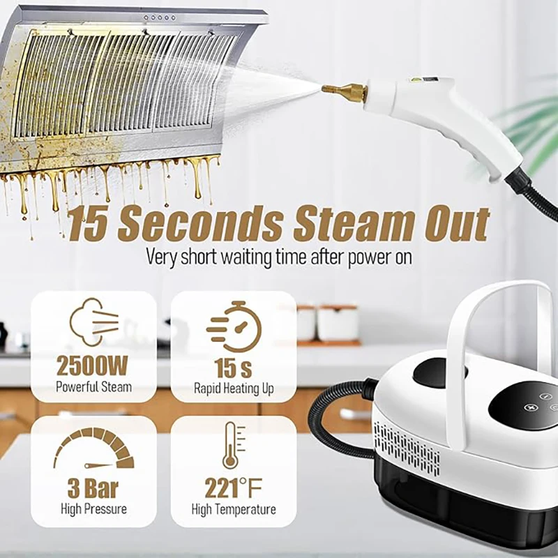 Handheld Steam Cleaner 2500W High Pressure Sterilization Air Conditioner Steam Cleaner For Kitchen Hood Car Cleaning Smart Home