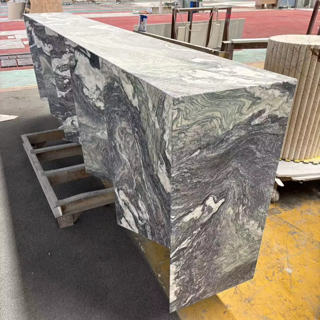 Purple Landscape Marble Countertop Natural Purple-Green Ink Veins Custom Kitchen Island Bar Top Vanity Top for Projects