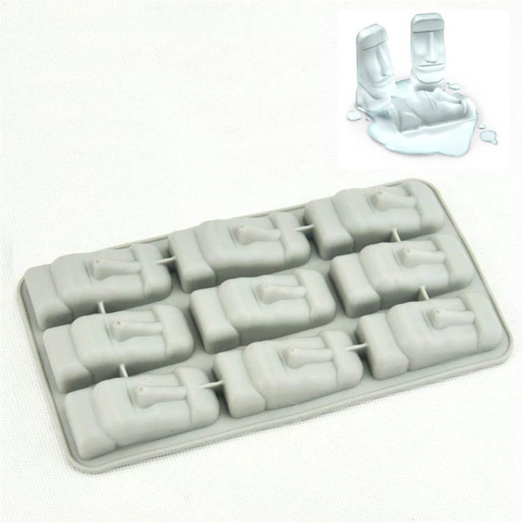 New Easter Island Moai Stone Statues Ice Tray Cubes DIY Mould Summer Mini Silicone Cake Mould H386