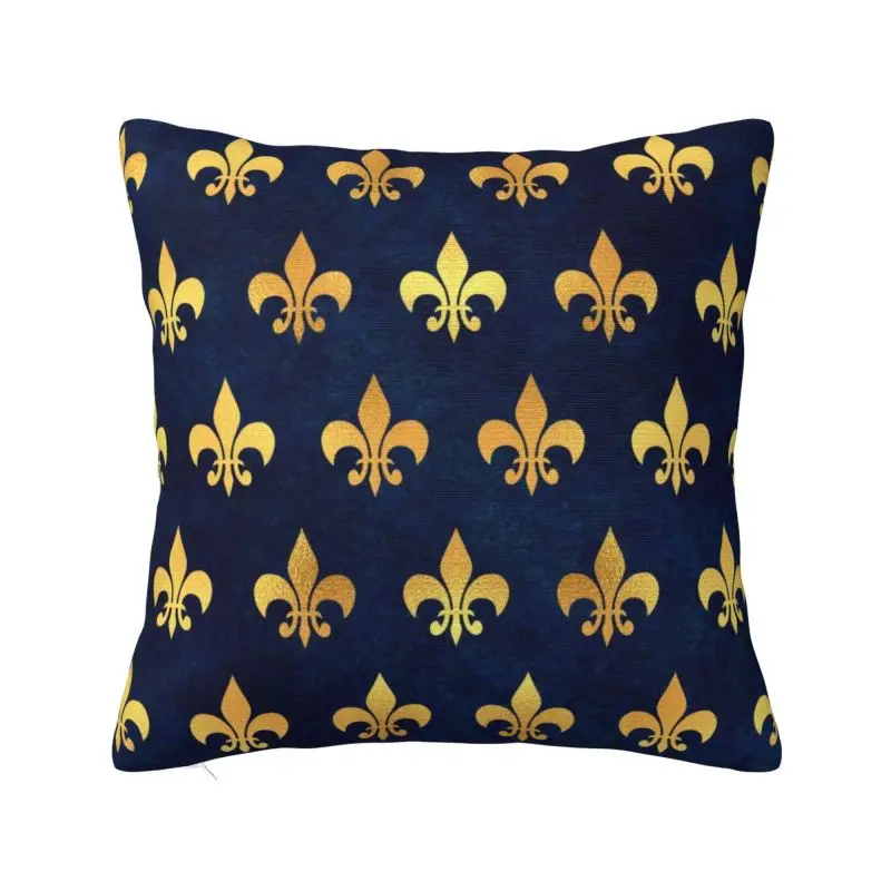 Pillow covers Pillow cases 50x50 modern royal gold blue grunge fleur de lis velvet lily flower bedroom decoration cushion cover