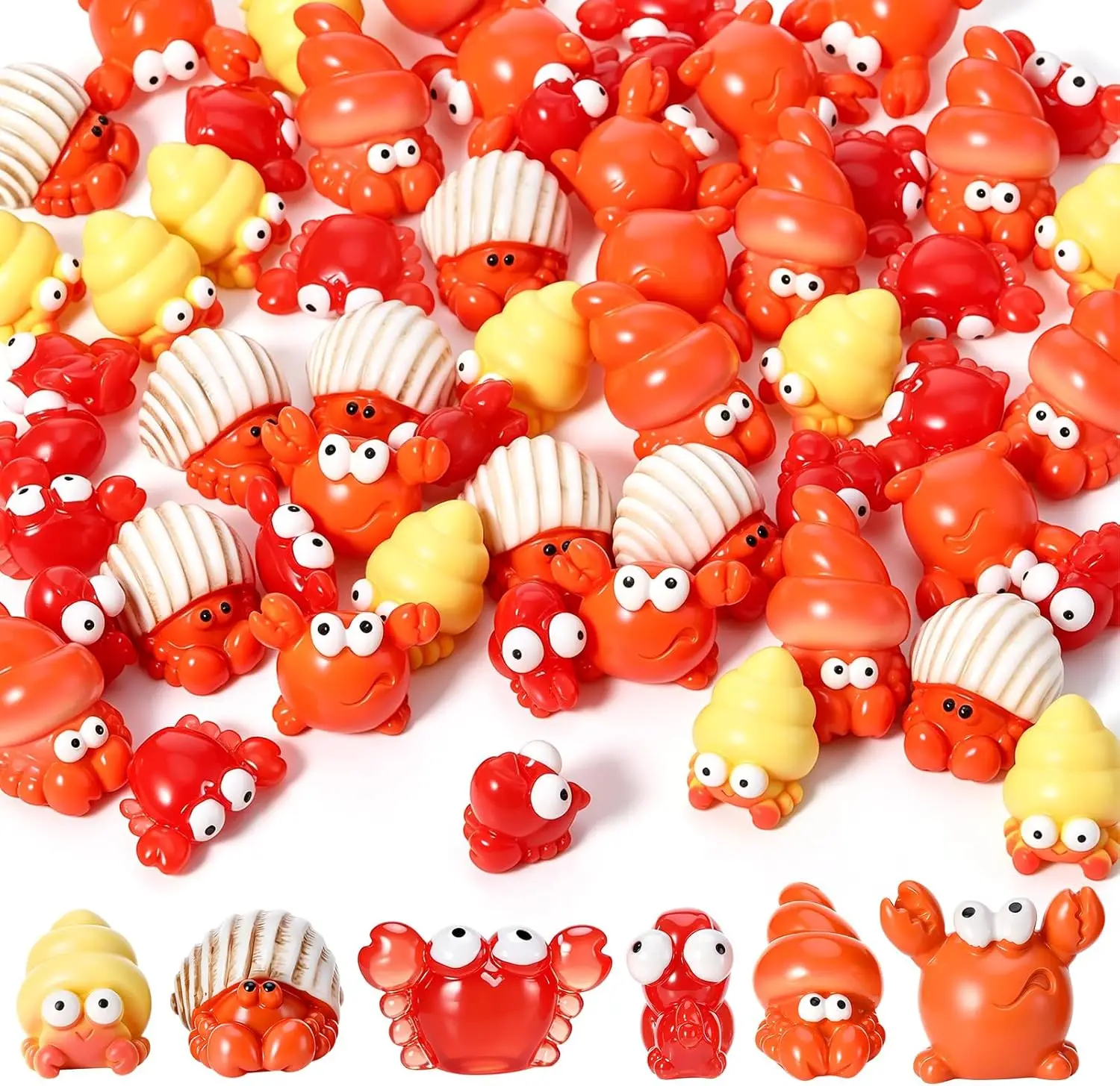 12 Pack Mini Resin Sea Animal Figurines, Cute Tiny Hermit Crab & Octopus, Aquarium Fairy Garden DIY Craft Desk Decor Summer Gift