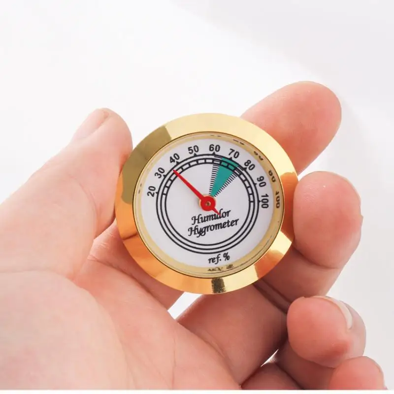 1PC Brass Analog Hygrometer Humidity Gauge 43mm High Accuracy Mechanical Tester For Humidor Violin Box Instrument