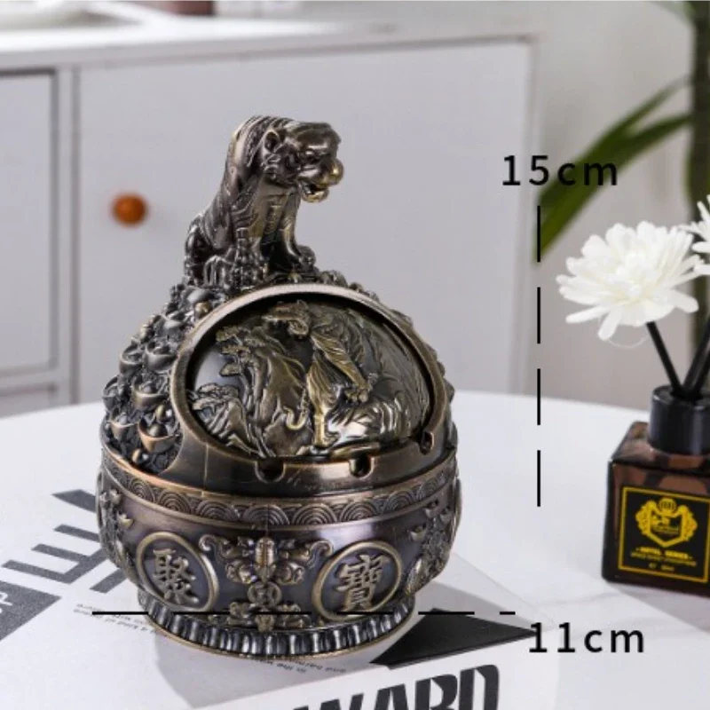 Cenicero de animales europeo Zodiaco chino hogar sala de estar personalizado aleación  bronce antiguo Cenicero sin humo a prue