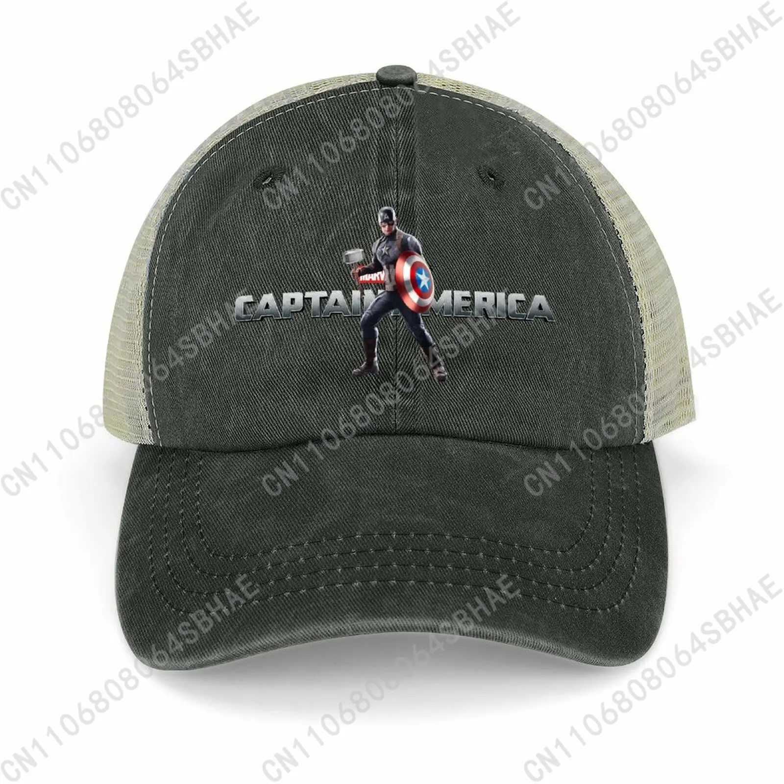 

Marvel Captain America Mesh Cowboy Hat Hollow Ventilated Summer Cap Men Women Outdoor Sun Hat Adjustable Strap Custom Cosplay