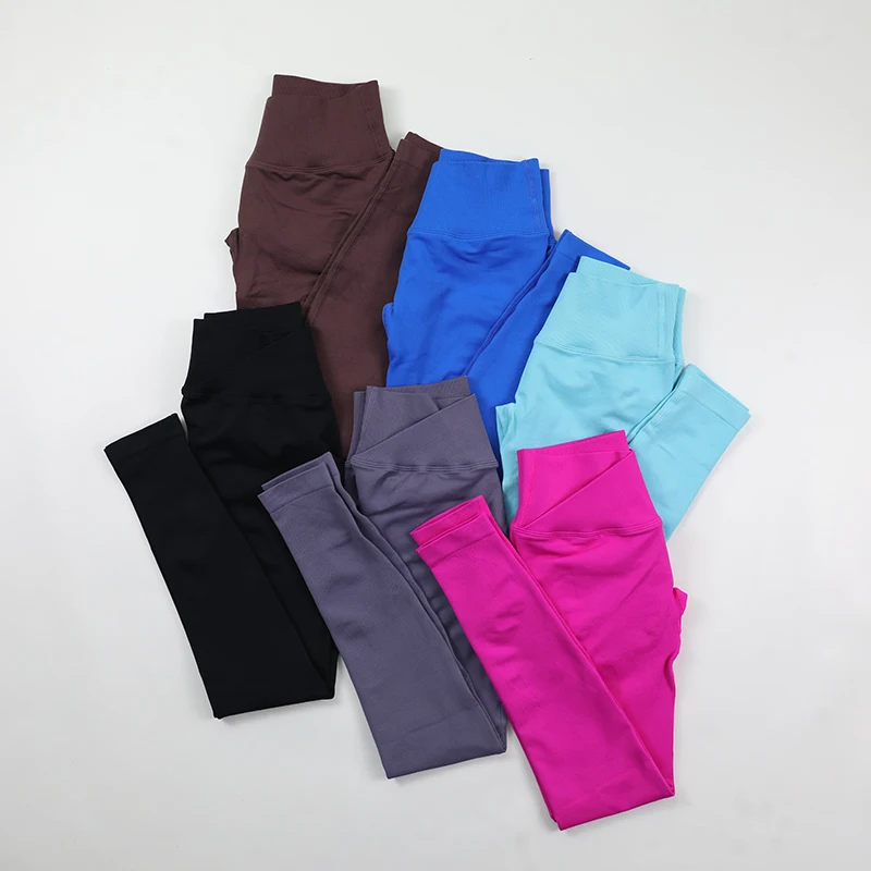 Seamless Legging Women Cross V Waist Yoga Pants Scrunch Butt Lifting Workout Gym Leggings High Stretchy Running Tights