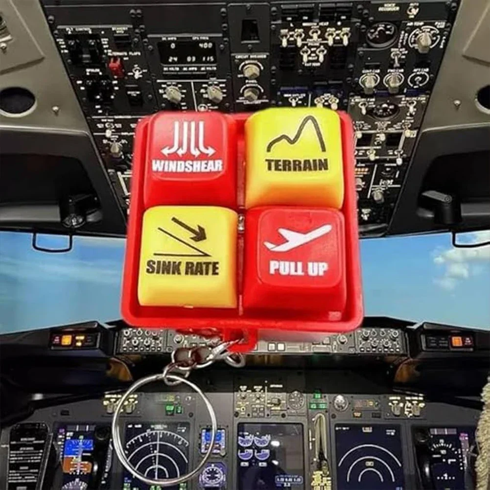 B737 비행기 비상 경보 키체인 경고음 시뮬레이터 항공 승무원 경보 부스터 키체인 홈 장식품