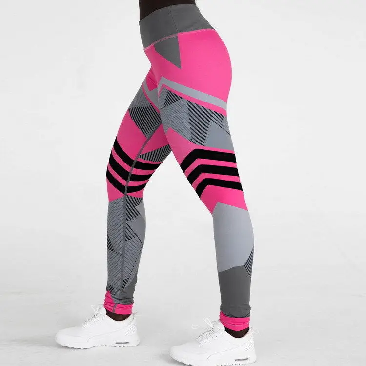 Harajuku y2k Blue pink geometric running yogatight leggings fitness pants sexy womens clothing sexy girl women clothing