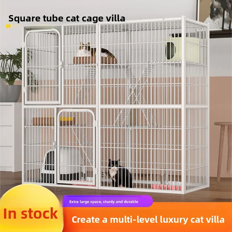 Indoor Cat Villa Spacious Multi Level Cage House Nest Shelter Cat Supplies Cat Cage for Home Use Cat Villa Pet Bed Large Space