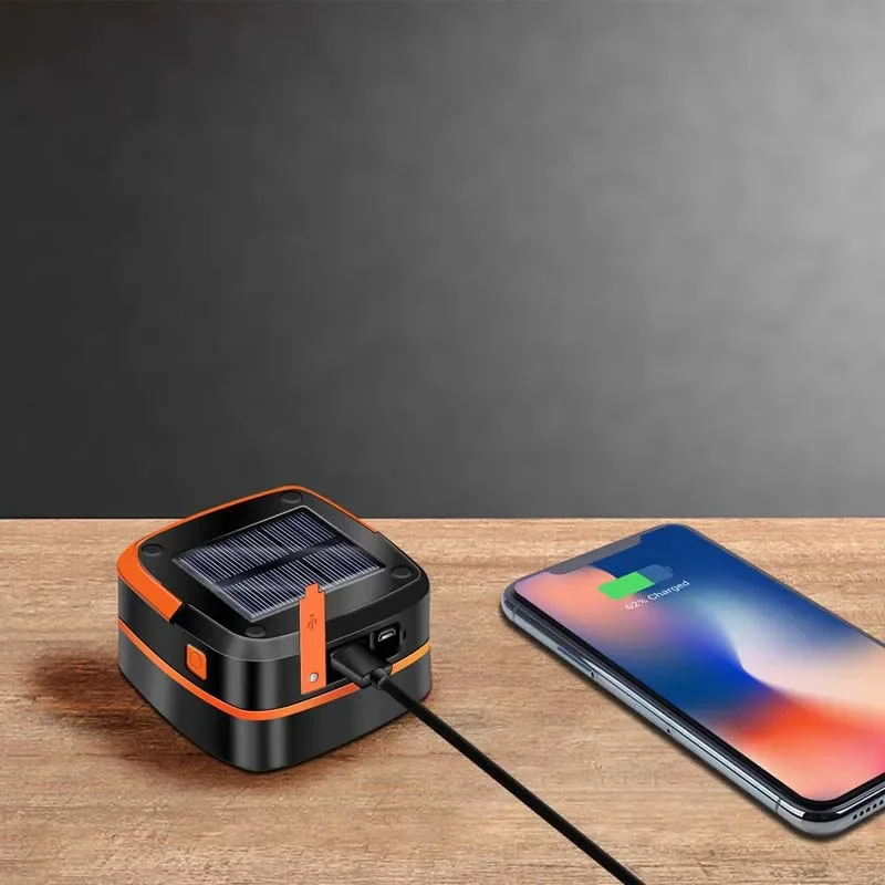 Lanterna da campeggio portatile ad energia solare, modalità multiilluminazione, Power Bank, gancio, esterno, campeggio, pesca, barbecue, lettura, luce di emergenza