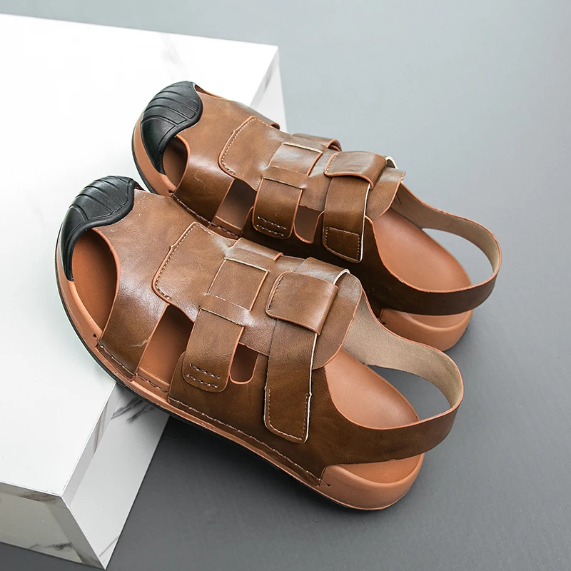 

Мужская обувь, модные сандалии, дышащая повседневная обувь на плоской подошве, летняя прогулочная обувь на открытом воздухе