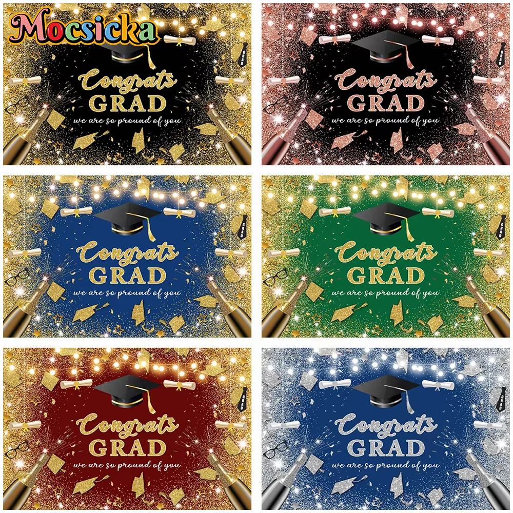 

Mocsicka 2025 Graduation Ceremony Photography Backdrop Student Portrait Photo Background Bachelor Hat Decoration Props Photocall
