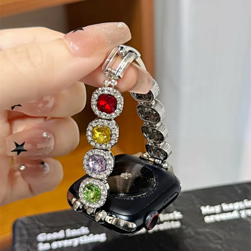 

Round edged color diamond metal buckle compatible with iWatch strap 38mm 40mm 41mm 42mm 44mm 45mm 49mm fashionable strap