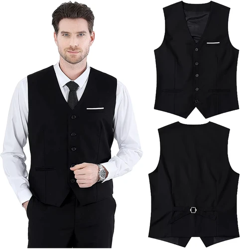 Chaleco de traje para hombre, conjunto de traje Formal de negocios para boda, oficina, fiesta de cumpleaños, chaqueta de Iglesia de Pascua, chaleco negro