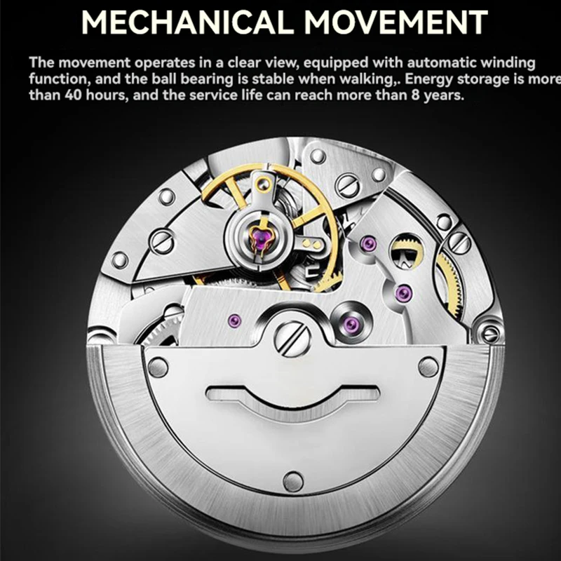 Dianpai Stainless steel calendar watch chain luminous automatic mechanical watch fashion trend casual gift men's national watch