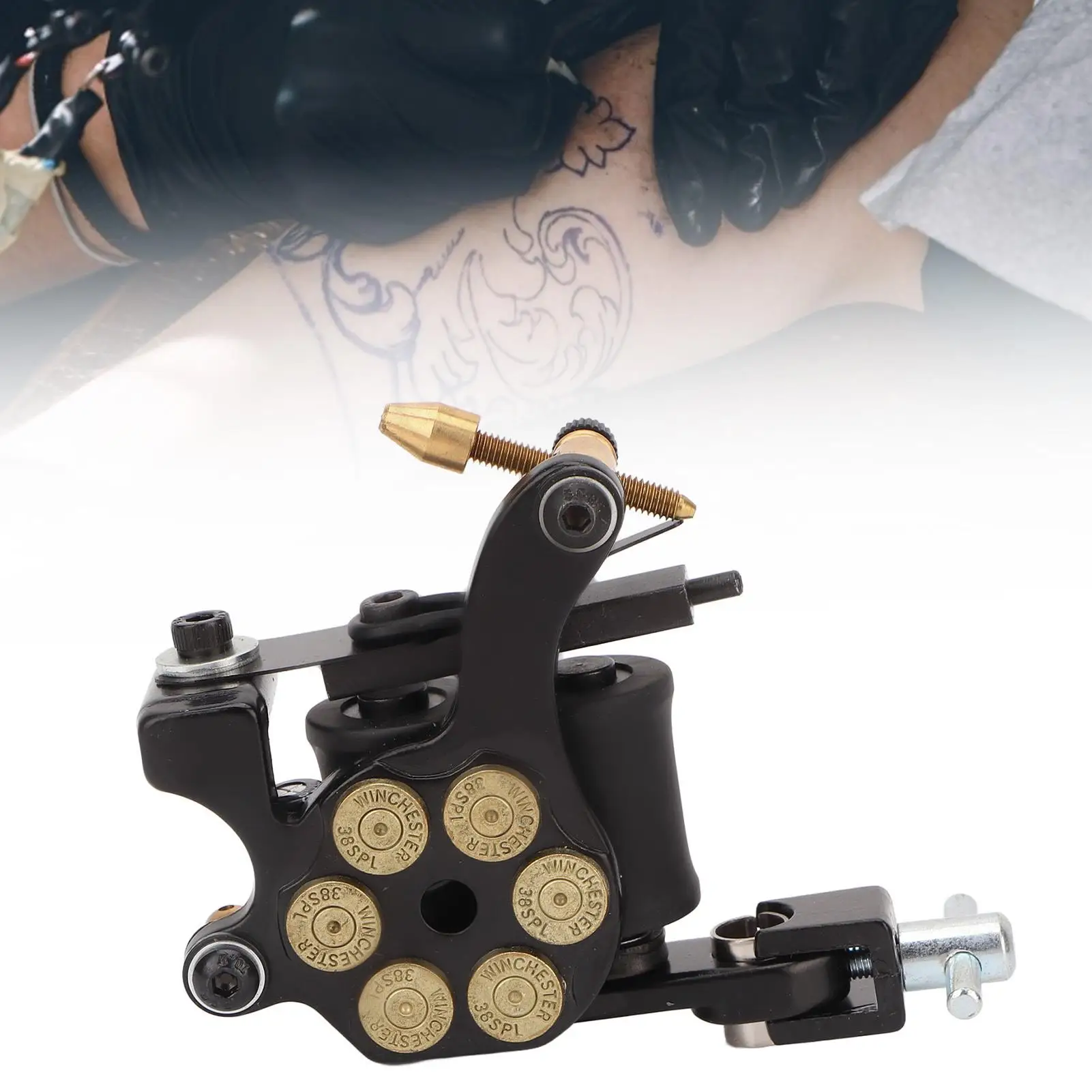 4-7V Tattoo Machine Coil - Zinc Alloy Frame, 10 Wraps Liner Shader for Salon Use