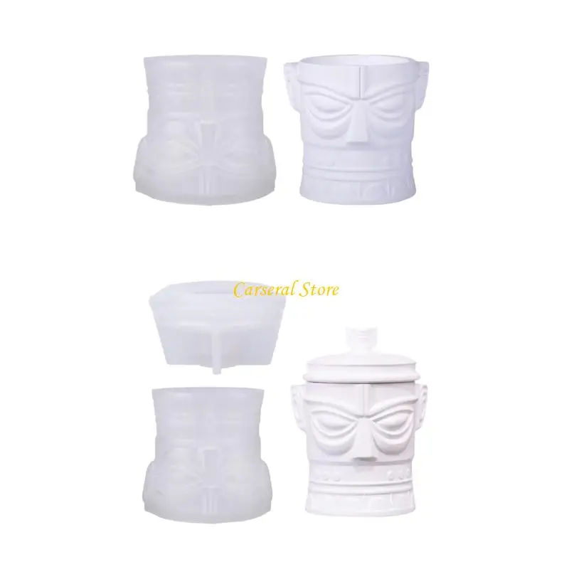 

M4YF многофункциональная силиконовая форма в форме маски Sanxingdui для художественных контейнеров для свечей из смолы, проекты,