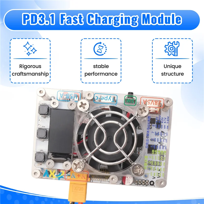 PD3.1 140W+140W/280W Fast Charging Module 0.96Inch Li/Li-Iron 21700/18650 2S/3S/4S/5S/6S DIY Power Bank Motherboard XT30