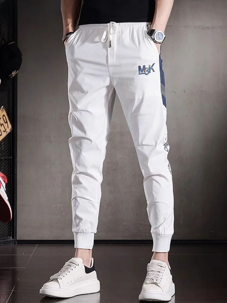 

Мужские летние тонкие брюки NZKN из ледяного шелка: модные, приталенные, быстросохнущие, спортивные, из нейлоновой ткани