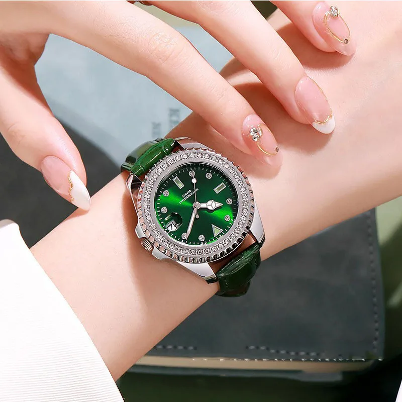 Live Stream Klein Groen Horloge Dameshorloge Quartz Dameshorloge Luxe Hoogwaardig Waterdicht-Embe