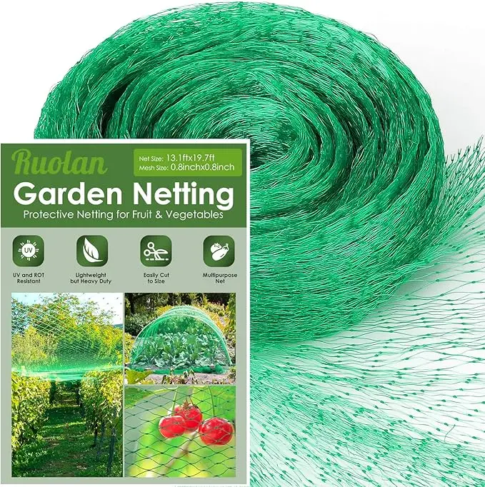 

Ruolan Garden Bird Net, 13x 20ft, protective vegetable and fruit trees, plastic mesh, suitable for birds, deer, squirrels and ot