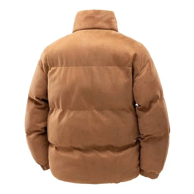 Chaqueta de algodón con cuello alto y forro polar grueso para hombre, abrigo de invierno a prueba de viento, abrigo de algodón y gamuza grueso para parejas, ropa de abrigo.