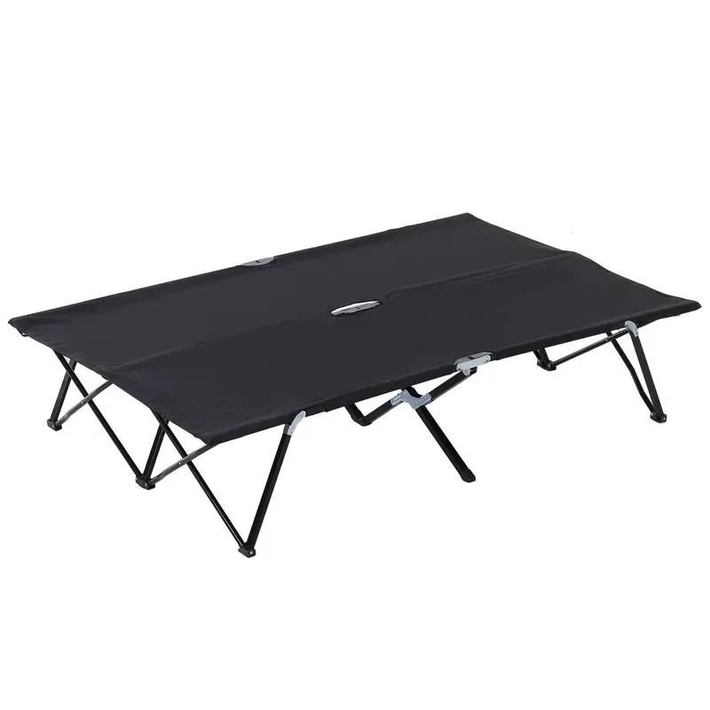 Folding Camping Bed 2 Adults 50 Inch Extra Wide Portable Outdoor Bed with Handbag Heightened Design Comfortable