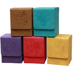 Pokemon Ptcg Charizard Gengar Eevee Rayquaza Self Made Leather Card Box Anime Classics Game Collection Card Storage Box Toy Gift