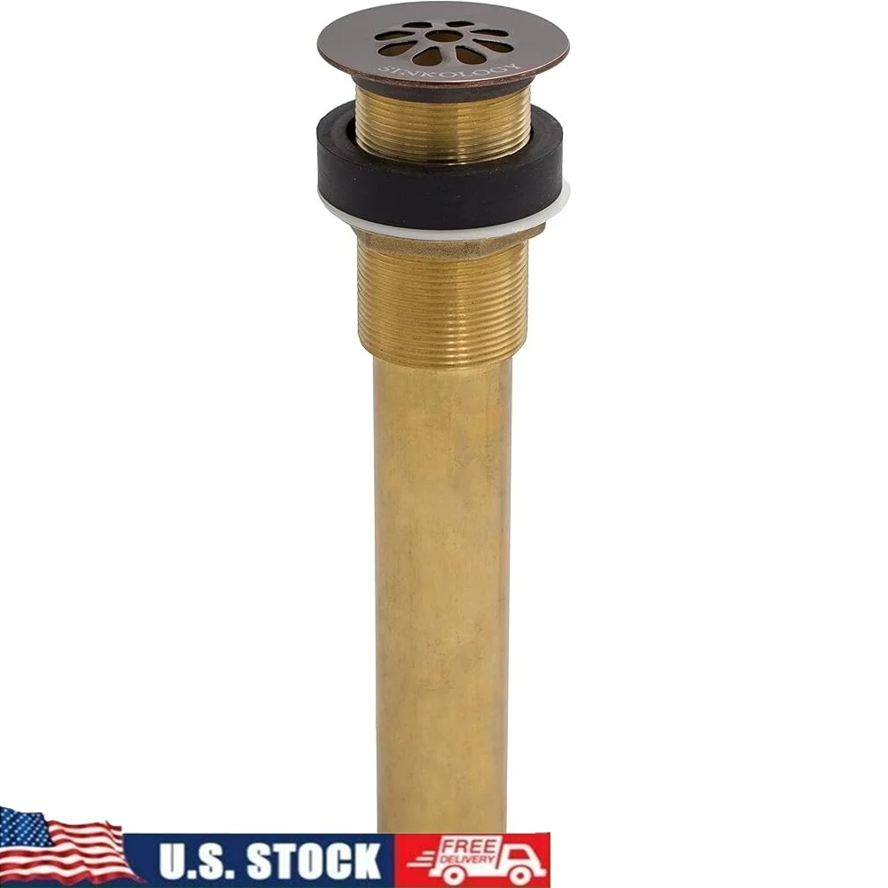 

1,5-дюймовый сетчатый слив для раковины, состаренная медь, латунный соединитель без перелива, конструкция ловушки, улучшает поток воды, подходит для стандартных раковин