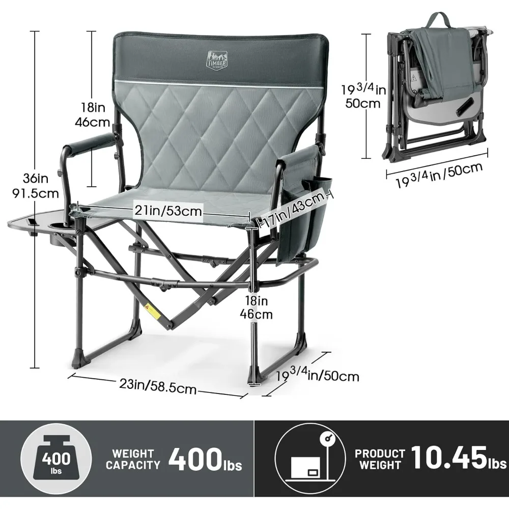 كراسي تخييم مكونة من قطعتين من الألومنيوم مع جيوب طاولة جانبية - كراسي حديقة محمولة قابلة للطي شديدة التحمل للأنشطة الخارجية #3