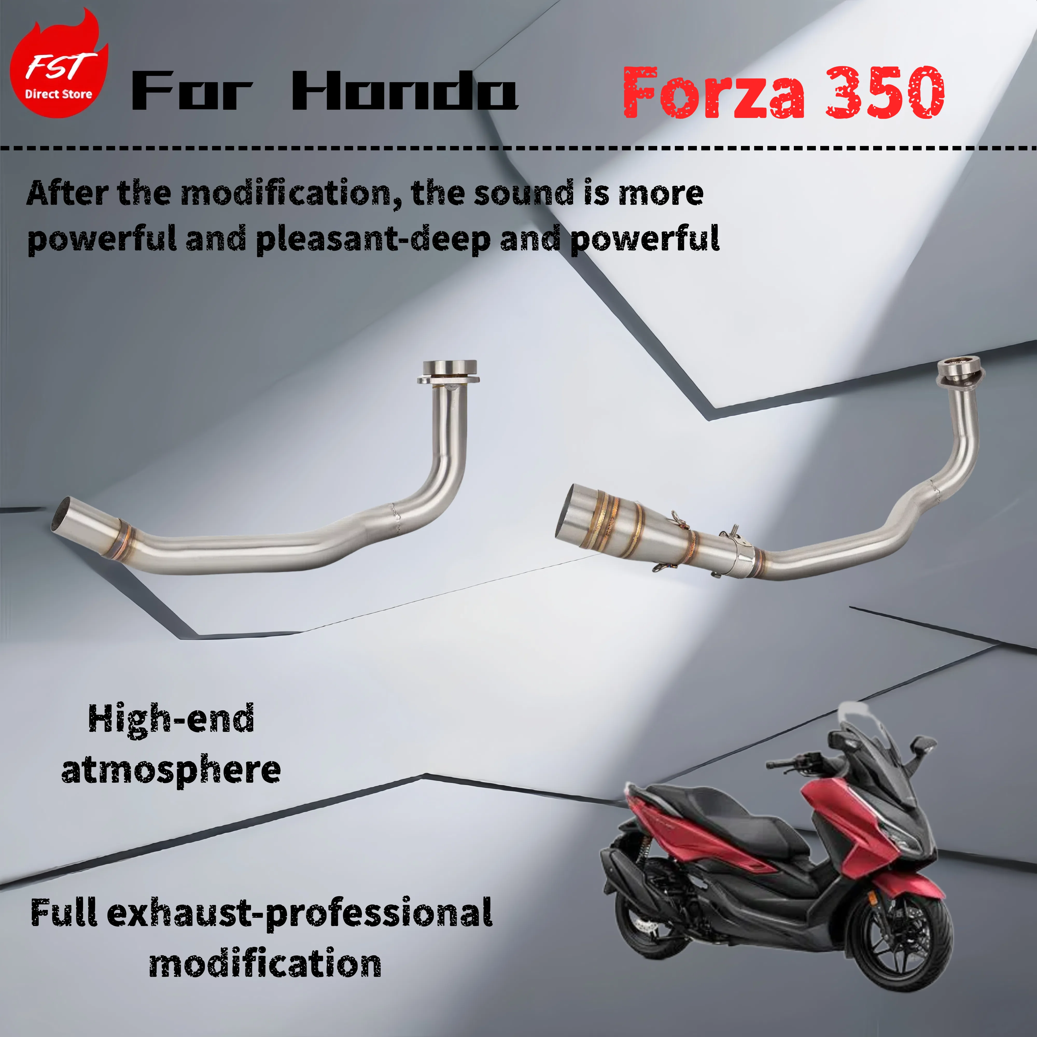 

For Honda Forza 350-Modified multi-section exhaust pipe-the sound is deep, rich and powerful