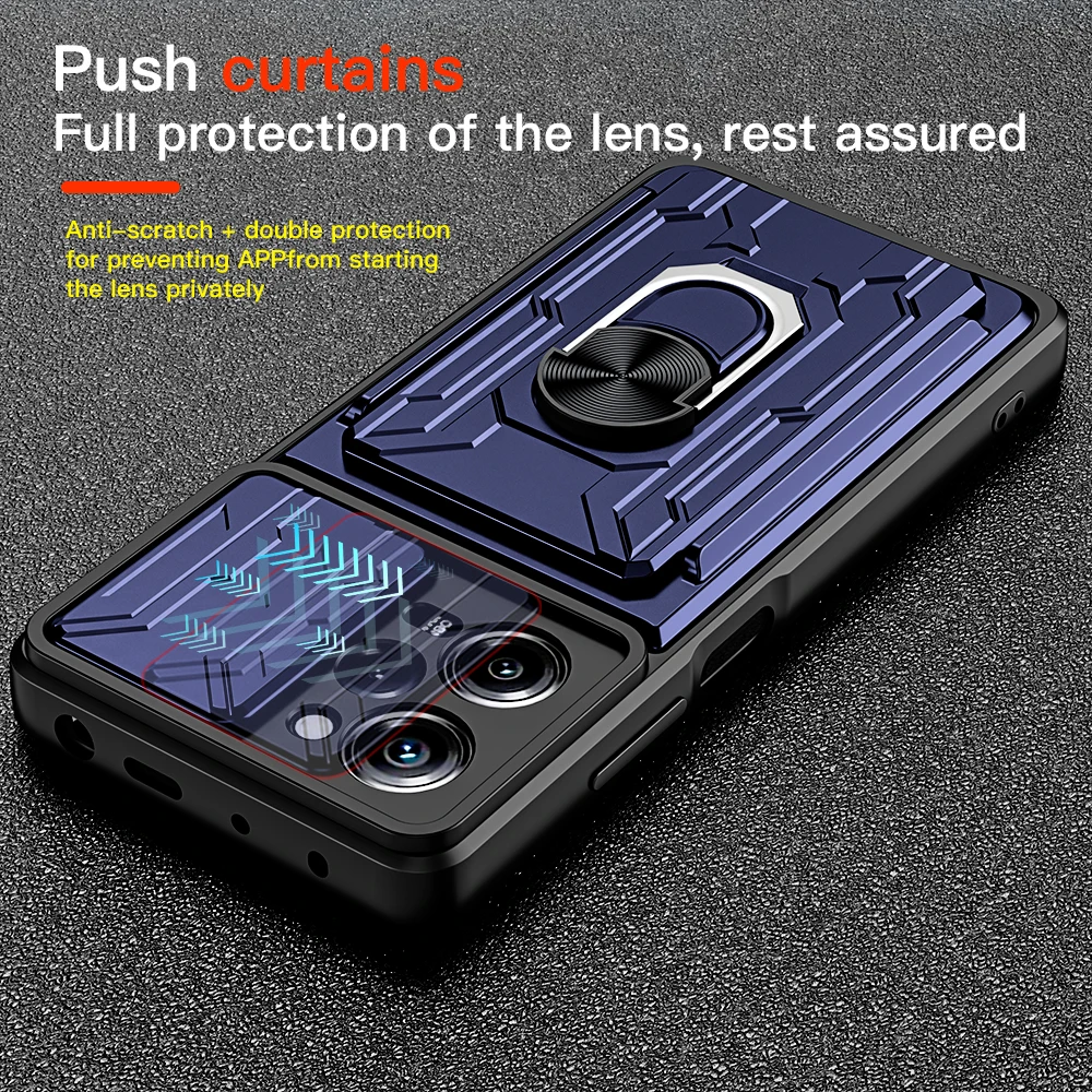 KEYSION Shockproof Case for Redmi Note 12S 4G 12 Pro+ 5G Card Bag Slide Camera Protection Phone Cover for Xiaomi POCO F5 X5 Pro