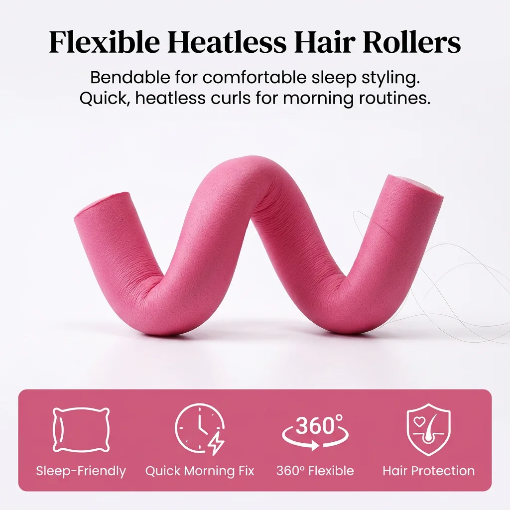 Professional Women's Hair Rollers Flexible Sponge Curling Rods for Natural Waves Heatless Styling Tool Soft EVA Foam