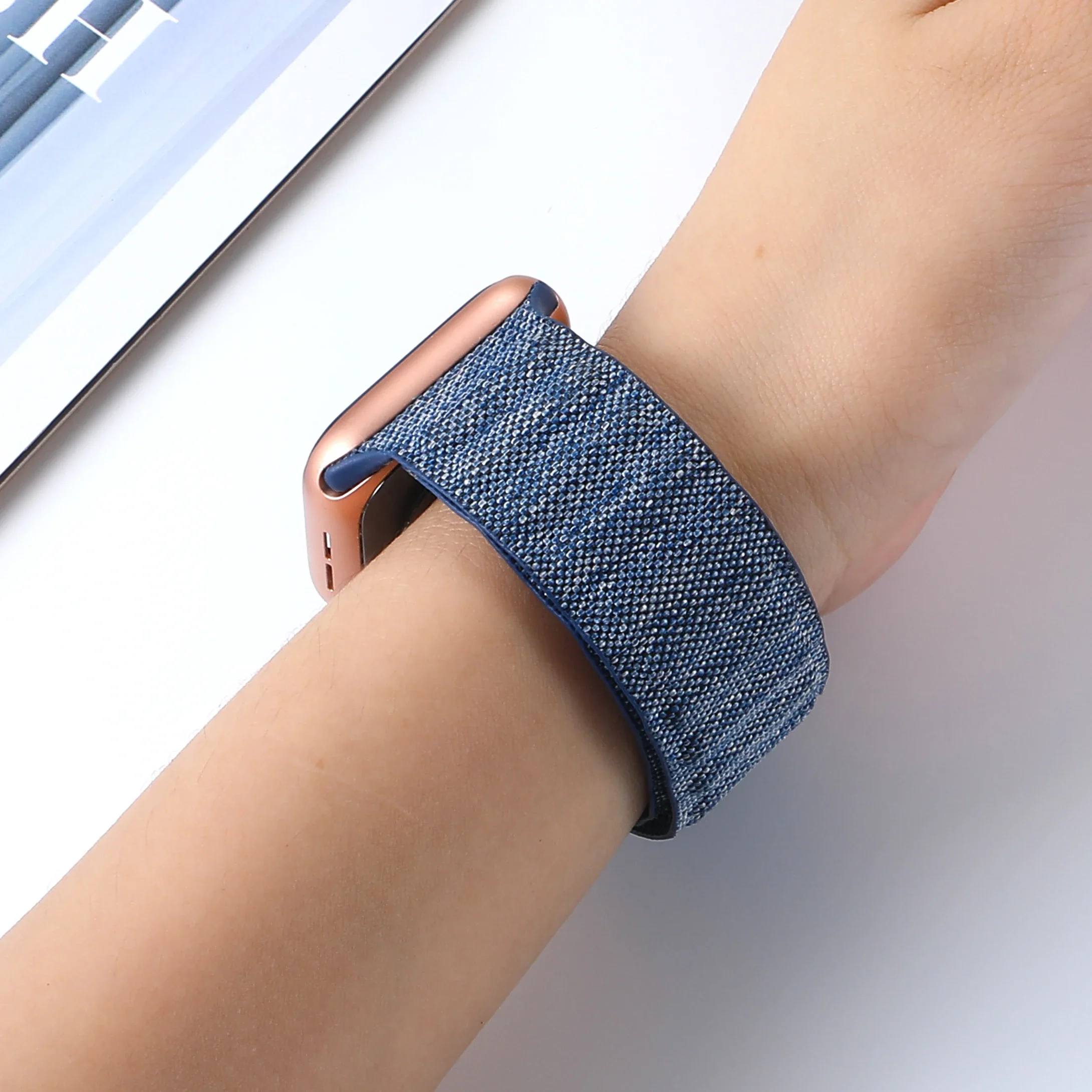 New Denim Magnetic Nylon Strap For Apple Watch Ultra 2 49mm 45mm 41mm 44mm 40mm 46mm 42mm Band iWatch 10 9 8 7 6 5 4 SE2 Correa