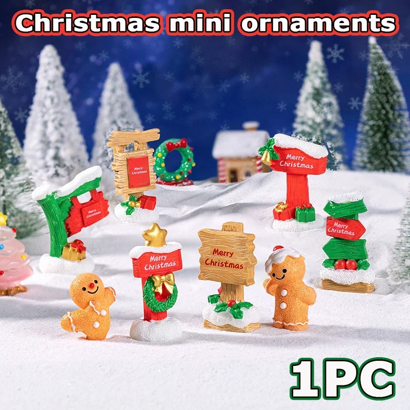 1PC- Classic Christmas-style Mini Road Sign Statue Decoration, Red and Green Color Scheme Decoration, Office Desk Decoration