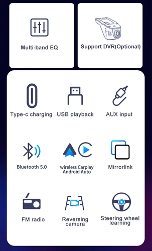 Imagen 2 del producto IPS 6,9 pulgadas 1Din inalámbrico o con cable Carplay Android Auto Radio Multimedia reproductor MP5 1 Din DVD Bluetooth estéreo carga USB