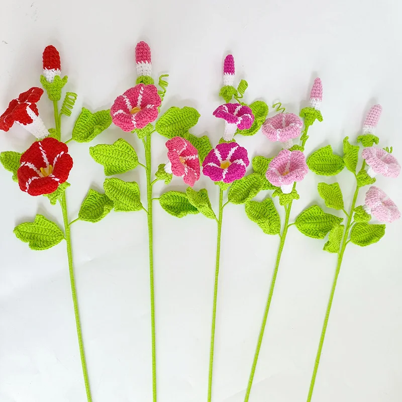 Handmade Knitting Artificial Flower Bouquet Artificial Morning Glory Finished Morning Glory Creative Flowers Home Decoration