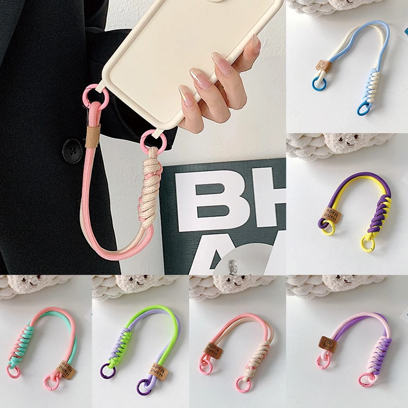 Cute Braid Mobile Phone Lanyard Anti-loss Short Wrist Band Pendant Fashion Hanging Strap Candy Colors Rope Chain