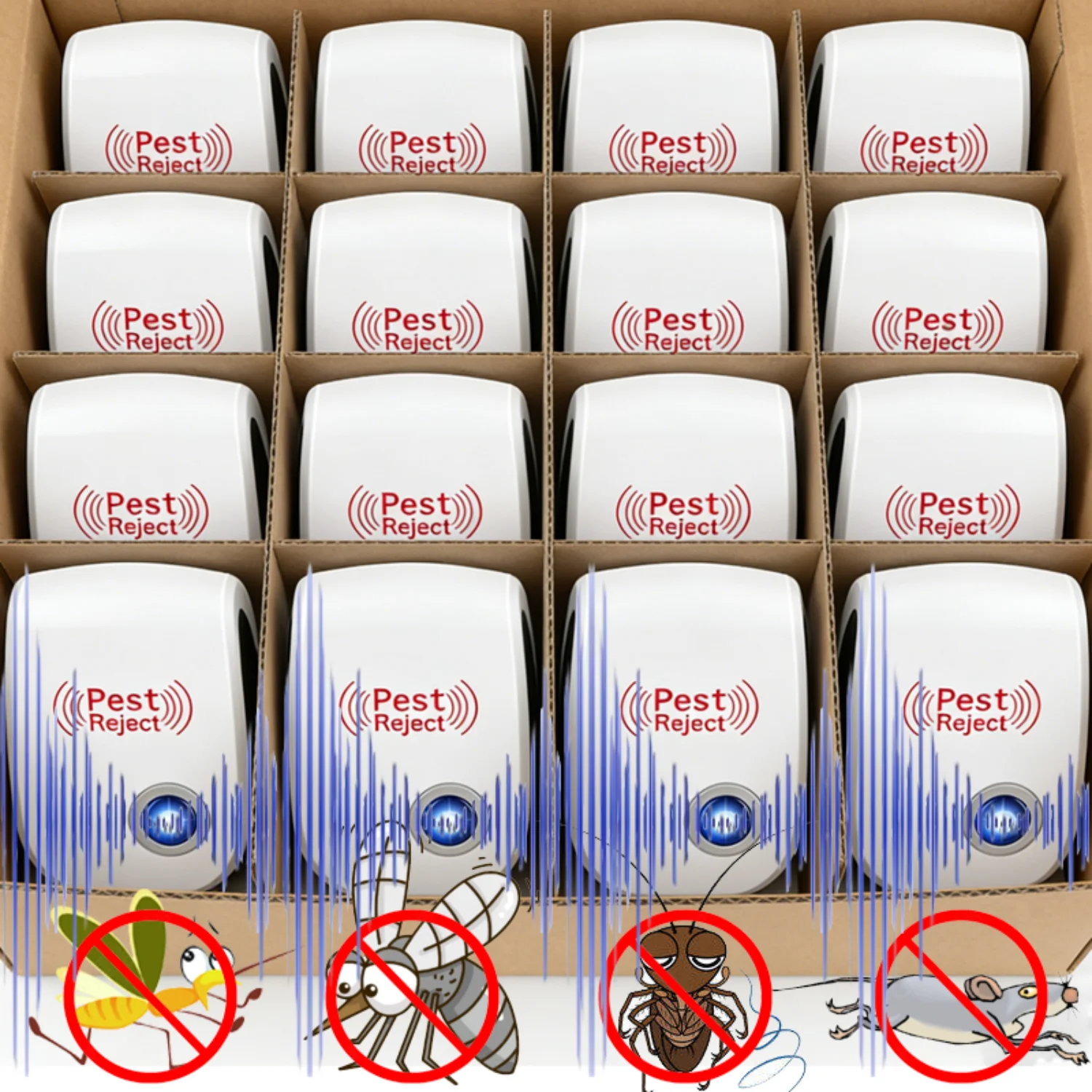 Repelente ultrasónico de plagas enchufable, 10-1 unidades, control eficaz de insectos en interiores para mosquitos, ratones, arañas, hormigas, cucarachas