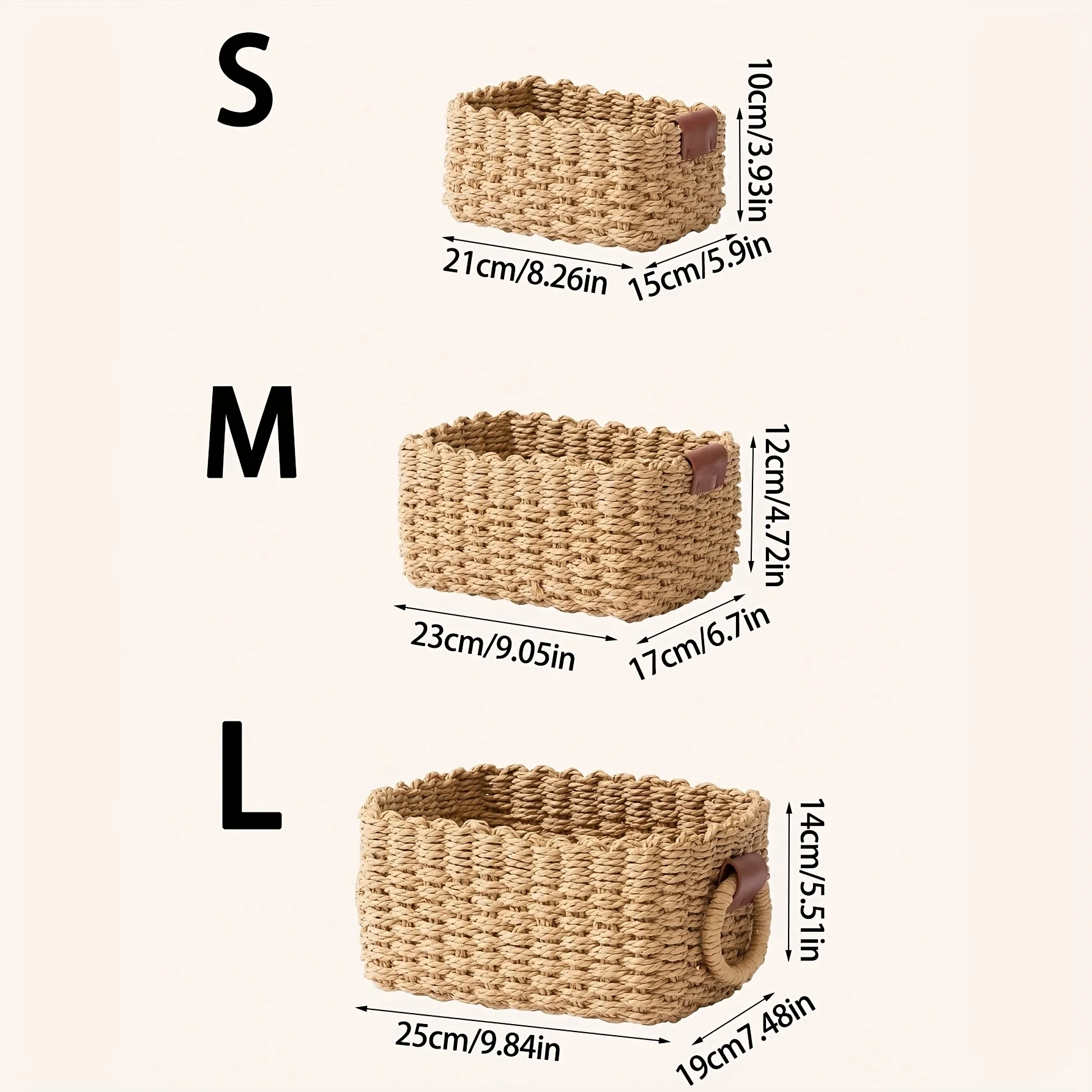 3 قطع سلة تخزين منسوجة، سلة تخزين منسوجة يدويًا، رف تخزين للألعاب والملابس والكتب والهدايا وما إلى ذلك، سلال الرف