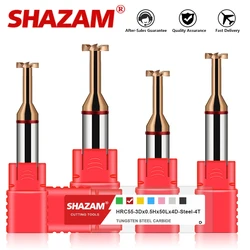 SHAZAM HRC55 4-Flute Tungsten Steel Carbide Nano Coating T-Groove Milling Cutter For CNC Mechanical Machining Center Tools