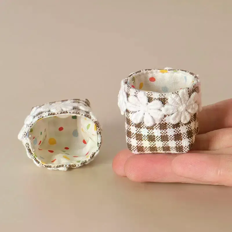 1/12 Dollhouse Furniture Mini Fabric Storage Basket Dolls House Toy