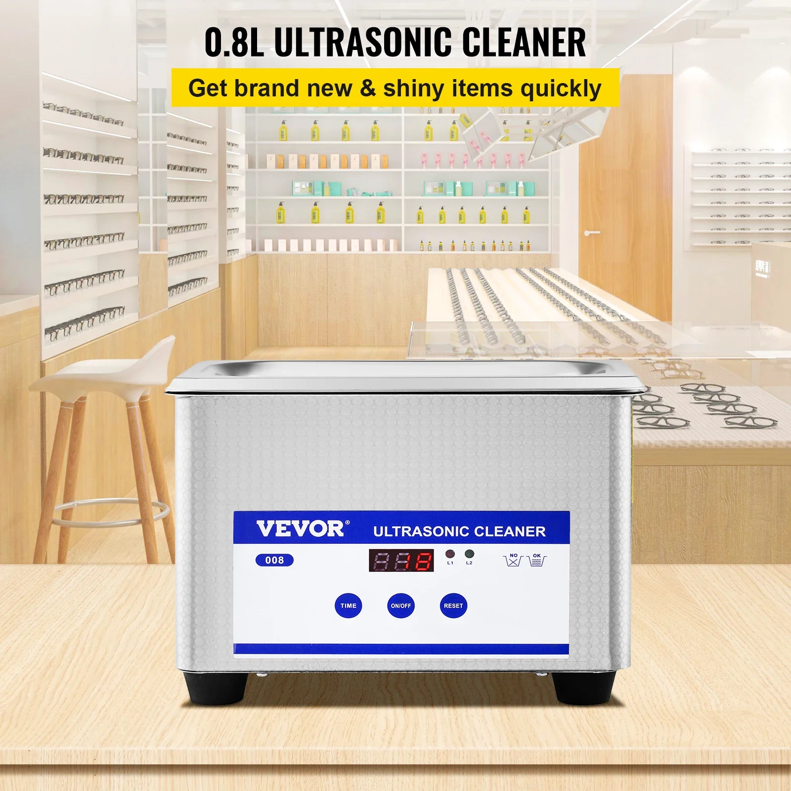 VEVOR Ultrasonic Cleaner 800ml lavatrice portatile 35W Mini lavastoviglie lavapiatti bagno ad ultrasuoni Sonic per elettrodomestico