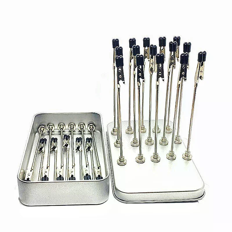 Model Spray Stand Base With 12pcs Metal Flexible Clips Model Painting Alligator Clip Stick For Model Airbrush Paint