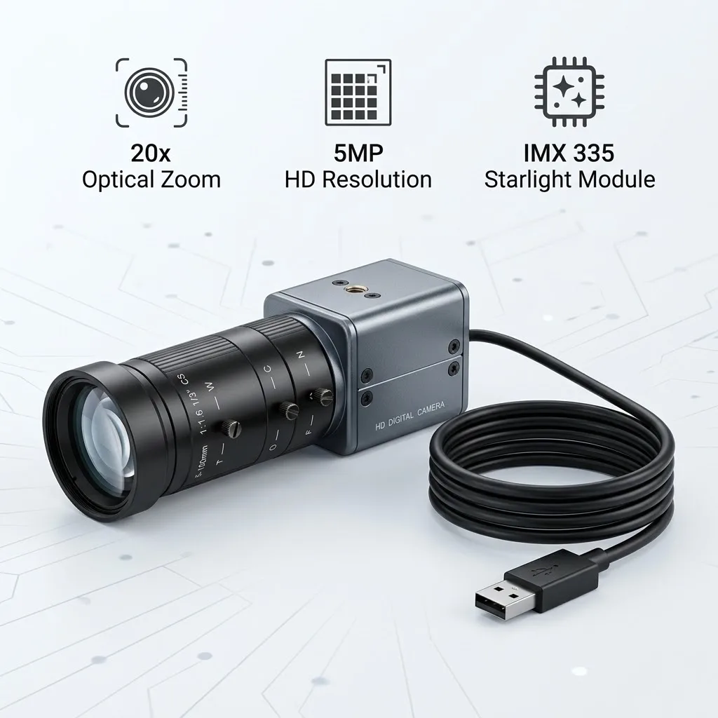 Industrial 5MP IMX335 1080P USB Camera Manual Zoom Lens 2.8-12mm 5-50mm 5-100mm for Machine Learning Face Recognition PC Linux