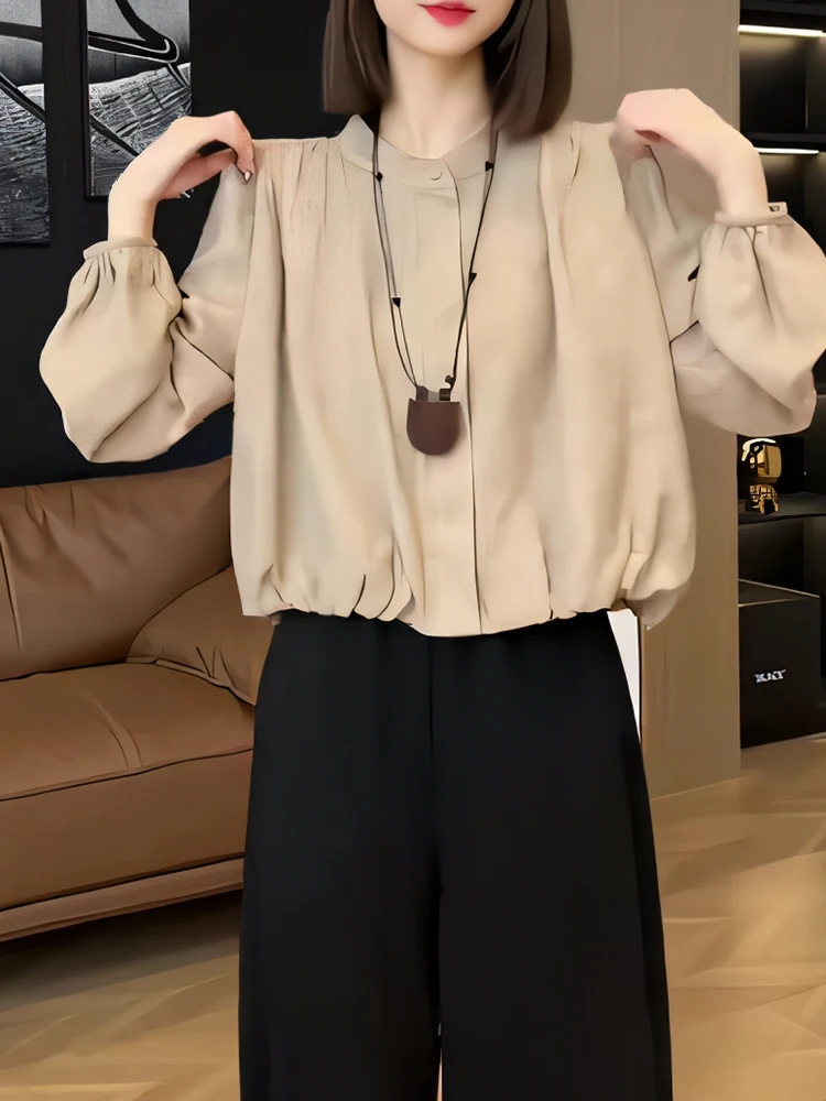 

Early Autumn Short Sleeve Women's Shirt Design Sensation Long Sleeve Stylish Top Korean Style Commute Loose Fit Korean ...