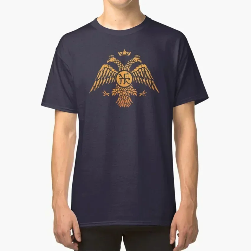 Camiseta con cabeza de águila romana bizantina, Escudo de Armas de 2 vulgares, símbolo del imperio, símbolo de águila bizantina, bandera